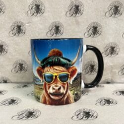 Mug - Scotland Highland Cow Sunglasses front view Mug - Scotland Highland Cow Happy