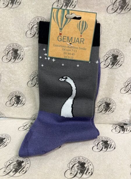 Socks - Loch Ness monster bamboo Socks Grey Socks - Luxurious Bamboo Socks Loch Ness Monster Grey
