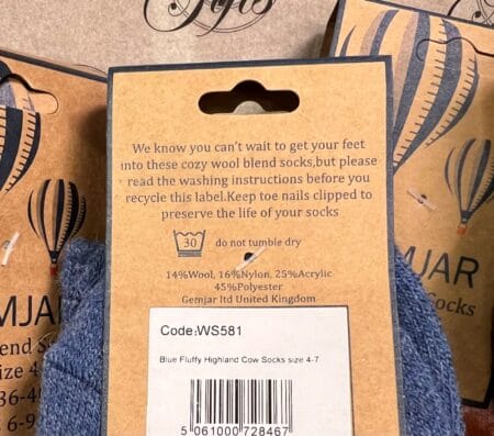 Socks - Wool Blend Fluffy Highland Cow Label SOCKS - Wool Blend Fluffy Highland Cow Socks