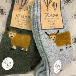 Socks - Wool Blend Fluffy Highland Cow SIZE 8-12 Socks - Wool Blend Fluffy Highland Cow Socks Large Size