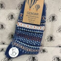 Wool blend sock blue pattern Socks - Wool Blend Socks Blue Patterned