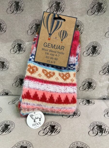 Socks - Wool Blend Socks Multi Coloured Pink