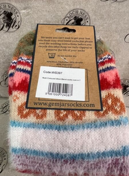 Socks - Wool Blend Socks Multi Coloured Pink