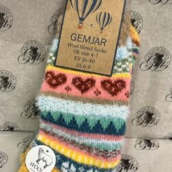 Wool blend sock multi coloured yellow Socks - Wool Blend Socks Multi Coloured Pink Yellow