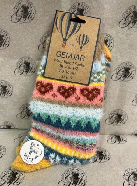 Socks - Wool Blend Socks Multi Coloured Pink Yellow