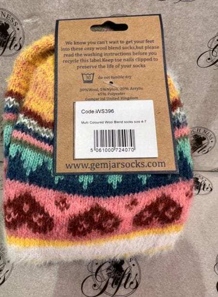 Socks - Wool Blend Socks Multi Coloured Pink Yellow