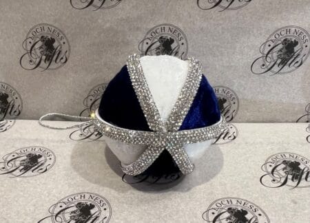 Christmas Decoration - Diamante Style Blue and White Bauble