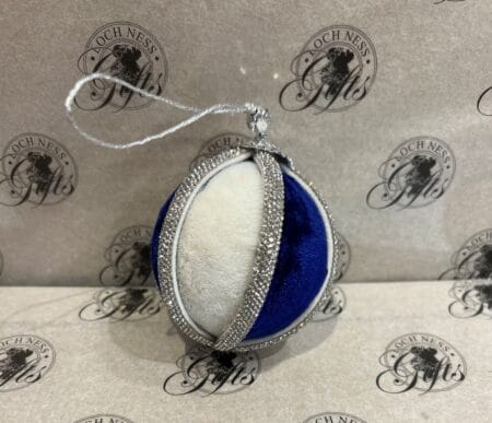 Christmas Decoration - Diamante Style Blue and White Bauble