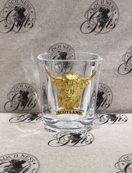Shot Glass - Square Chunky Highland Cow Gold