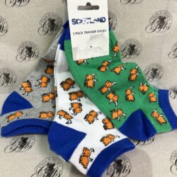 3 pack cow socks Socks - 3 Pack Trainer Socks Highland Cows