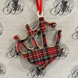 Christmas Decoration Wooden - Tartan Bagpipes