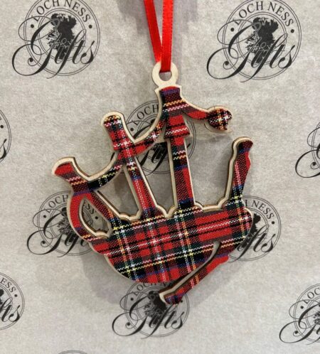 Christmas Decoration Wooden - Tartan Bagpipes
