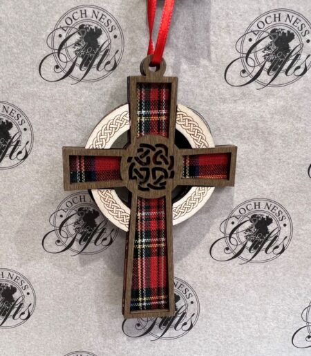 Christmas Decoration Wooden - Tartan Celtic Cross