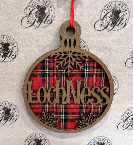 Christmas Decoration Wooden - Tartan Loch Ness Round