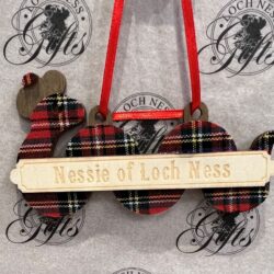 Christmas Decoration Wooden - Tartan Nessie of Loch Ness
