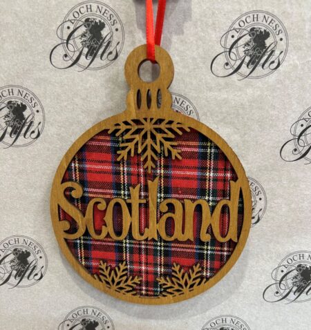 Christmas Decoration Wooden - Tartan Scotland Round