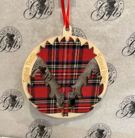 Christmas Decoration Wooden - Tartan Scottish Thistle