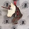Christmas Decoration Wooden - Tartan Unicorn