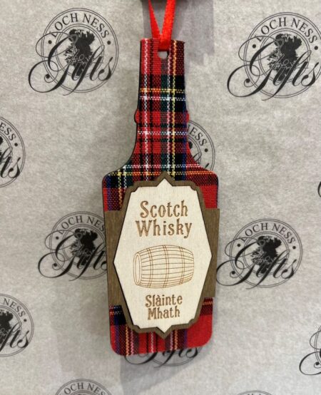 Christmas Decoration Wooden - Tartan Whisky Bottle