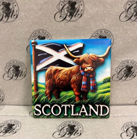 Coaster - Highland Cow Scotland Flag