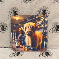 Coaster - Highland Cow in Bar Coaster - Majestic Highland Cow in a Bar
