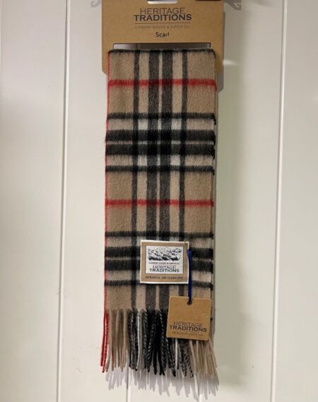 Scarf - Wool Tartan Scarf Camel Thomson Scarf - Tartan Wool Scarf Camel Thomson