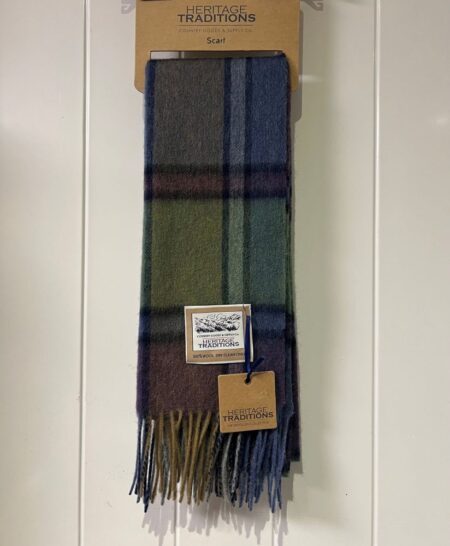 Scarf - Wool Tartan Scarf Moss Check Scarf - Tartan Wool Scarf Moss Check