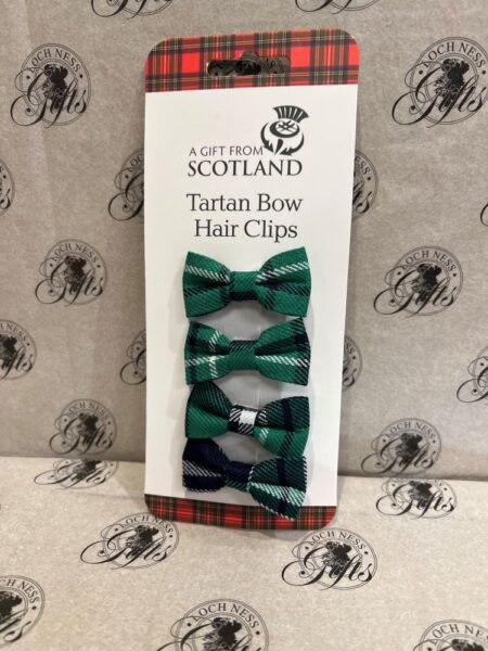 Hair Clips Green Tartan Bows