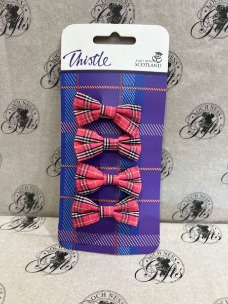 Hair Clips Pink Tartan Bows
